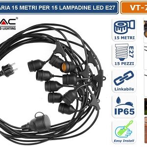 Cordoniera 15mt con 15 E27 IP65 15xE27